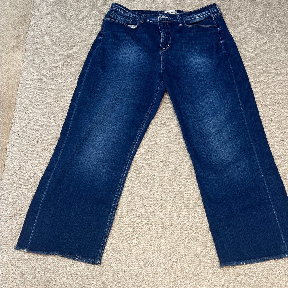 L’AGENCE Women’s Cropped Jeans Dark Wash Size 30 Raw Hem